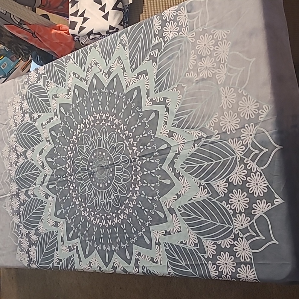 Beautiful blue teal mandala Indie Bohemian decorative tapestry cloth table cover